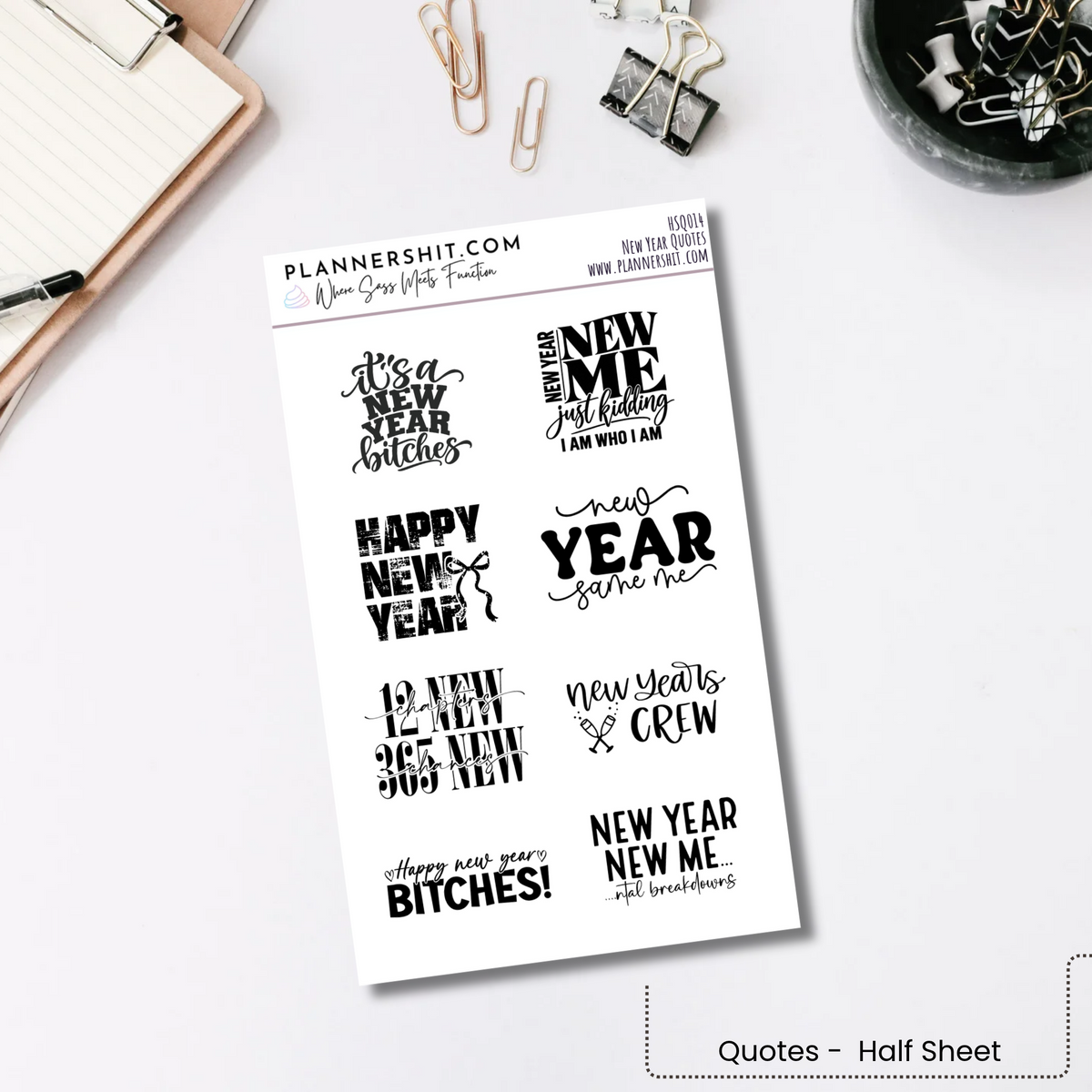 Half Sheet Quote Stickers - New Year Quotes
