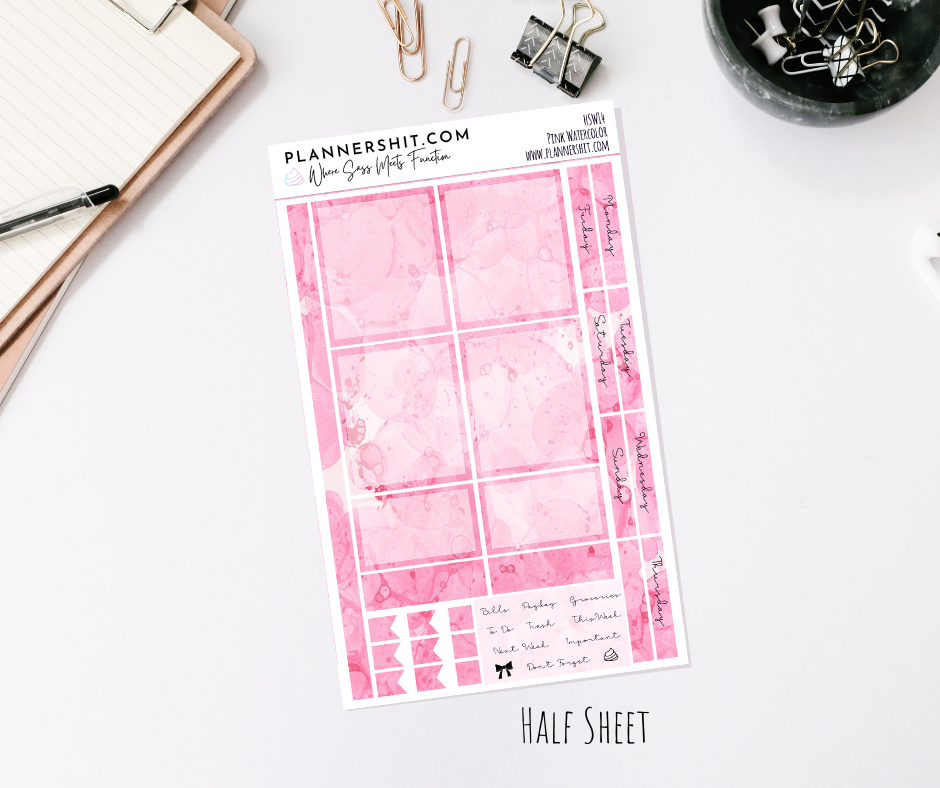 Half Sheet Weekly Mini Kit - Pink Watercolor