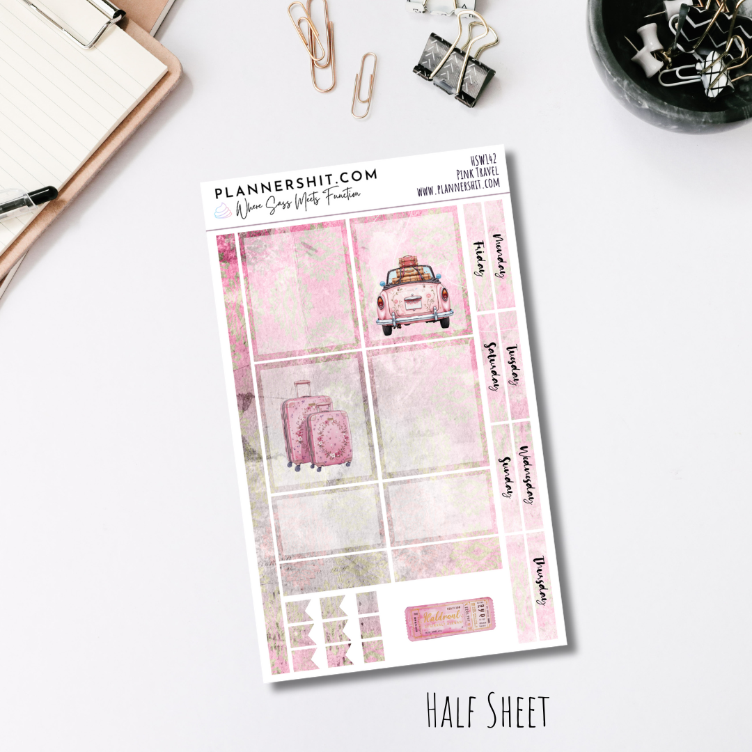 Half Sheet Weekly Mini Kit - Pink Travel