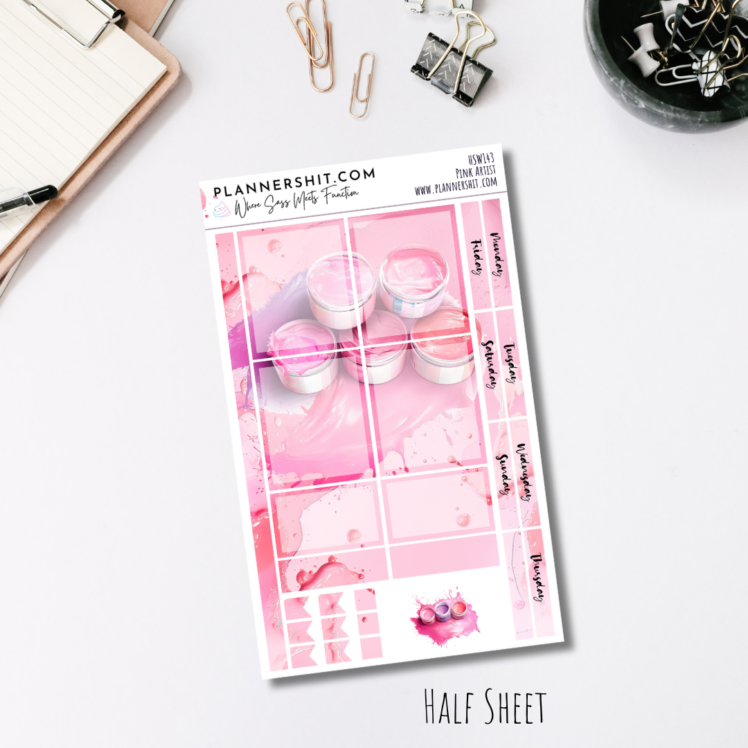 Half Sheet Weekly Mini Kit - Pink Artist