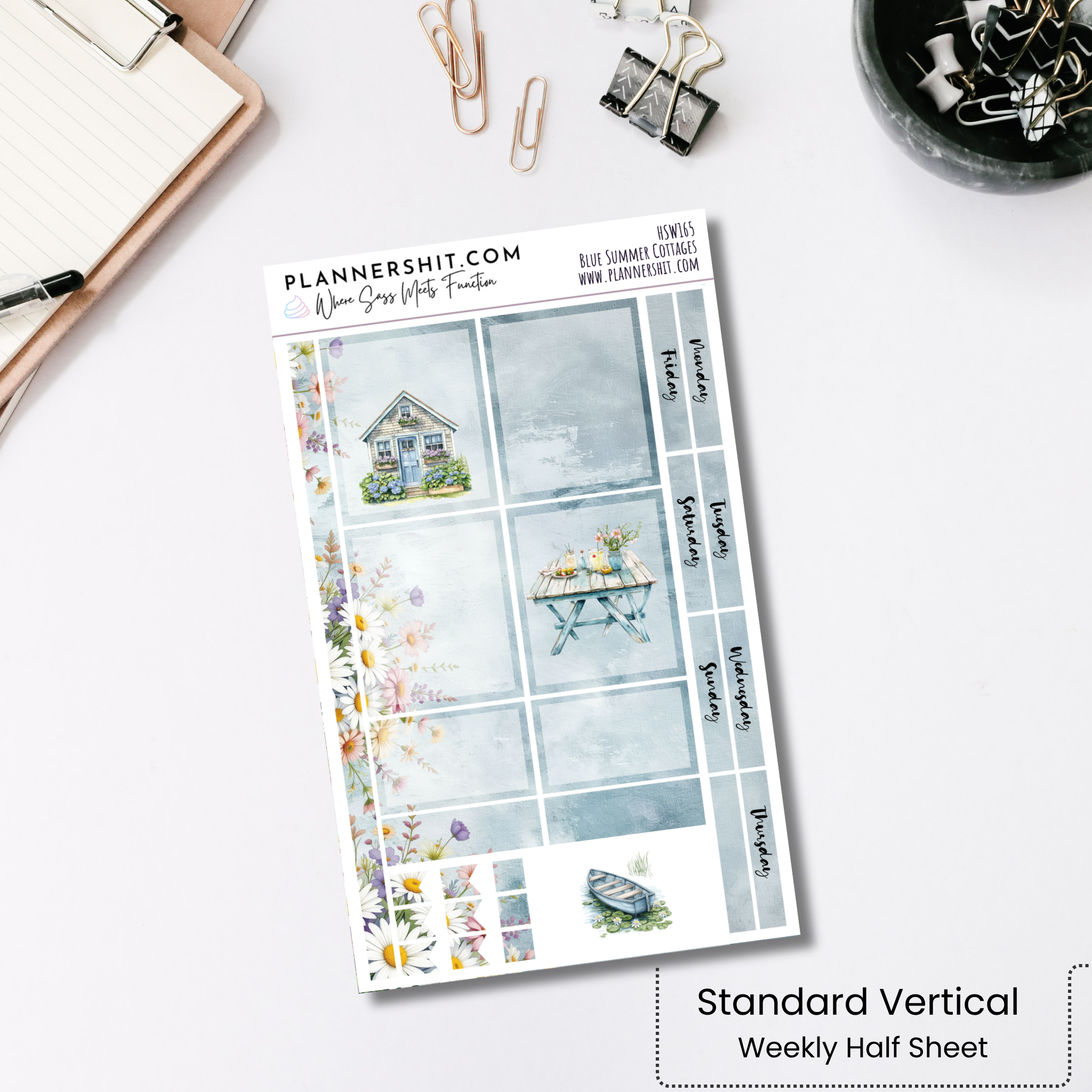 Half Sheet Weekly Mini Kit - Blue Summer Cottage