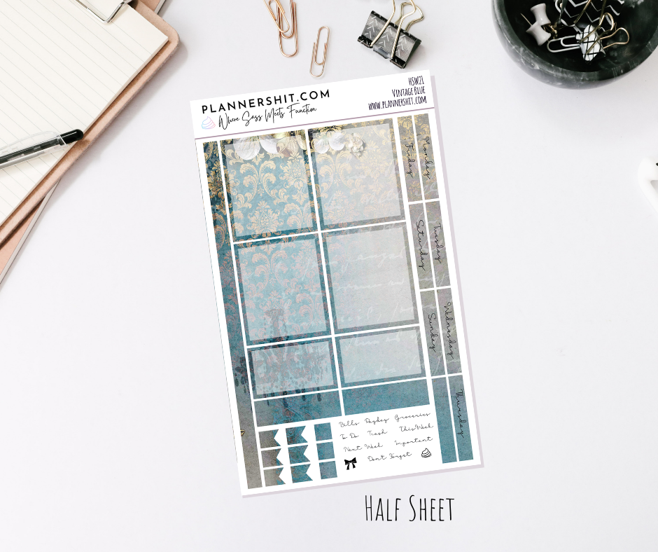 Half Sheet Weekly Mini Kit - Vintage Blue