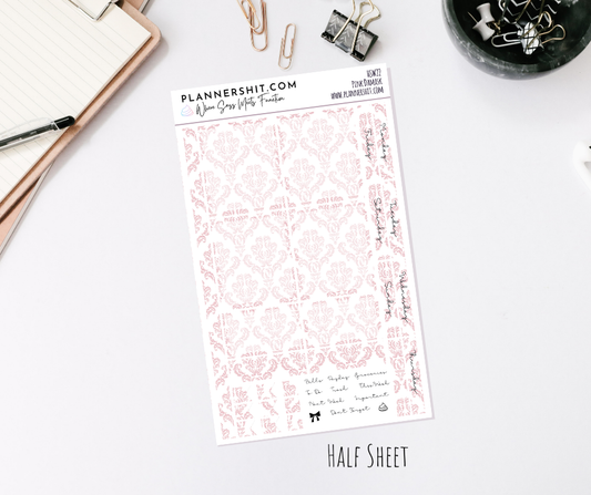 Half Sheet Weekly Mini Kit - Pink Damask