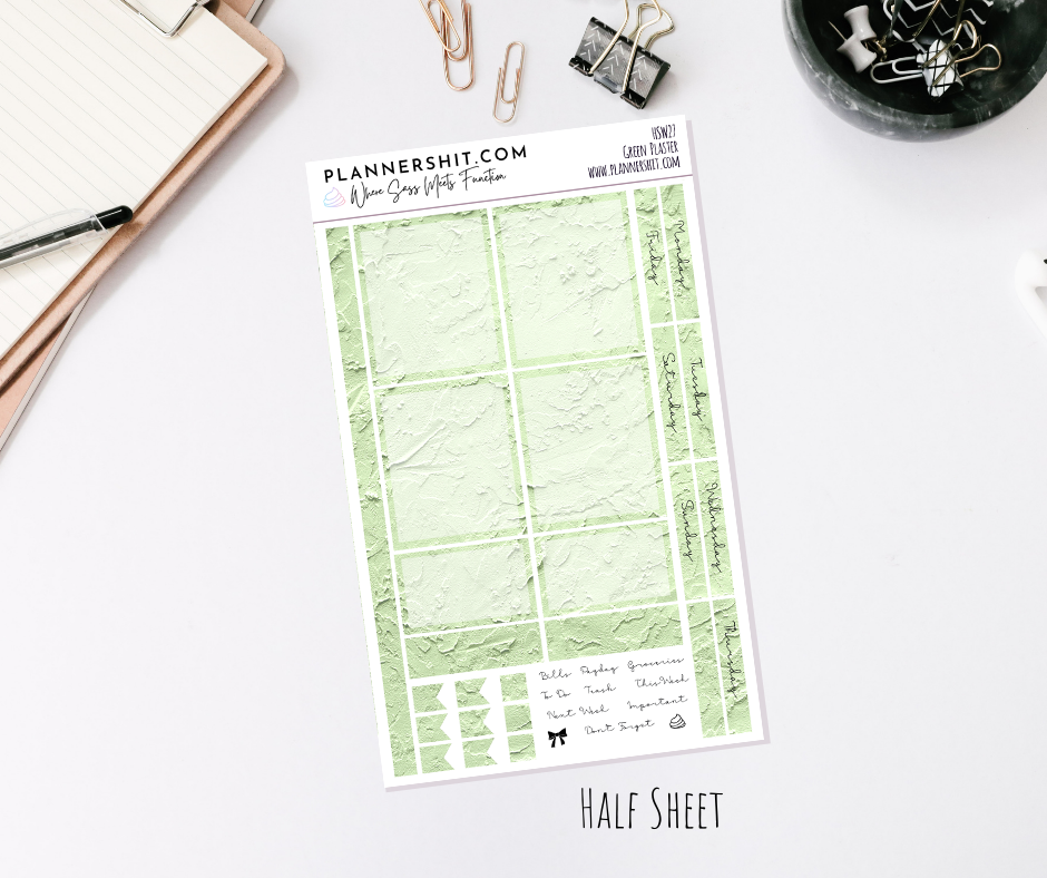 Half Sheet Weekly Mini Kit - Green Plaster