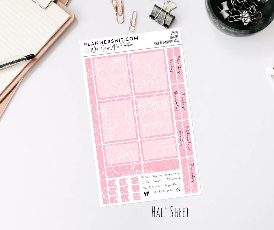 Half Sheet Weekly Mini Kit - Peonies