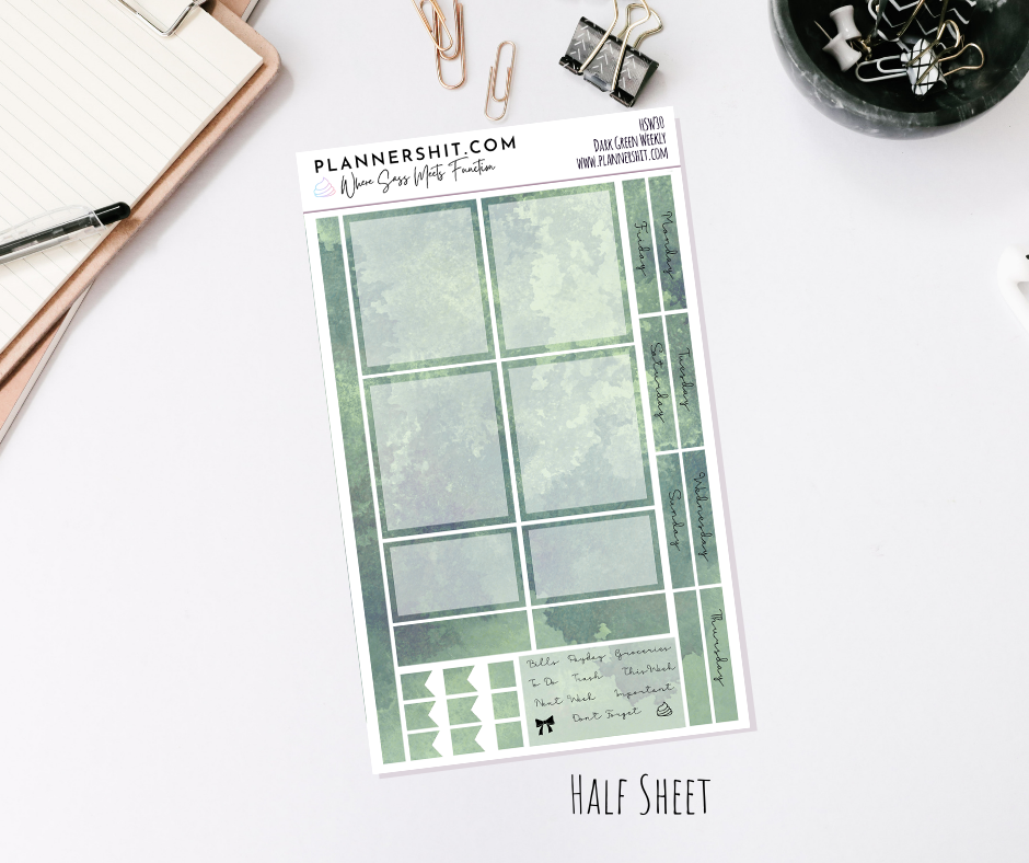 Half Sheet Weekly Mini Kit - Dark Green