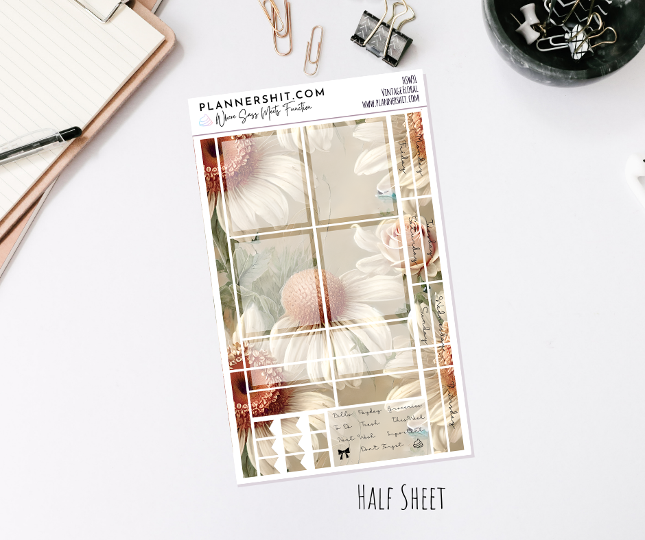 Half Sheet Weekly Mini Kit - Vintage Floral