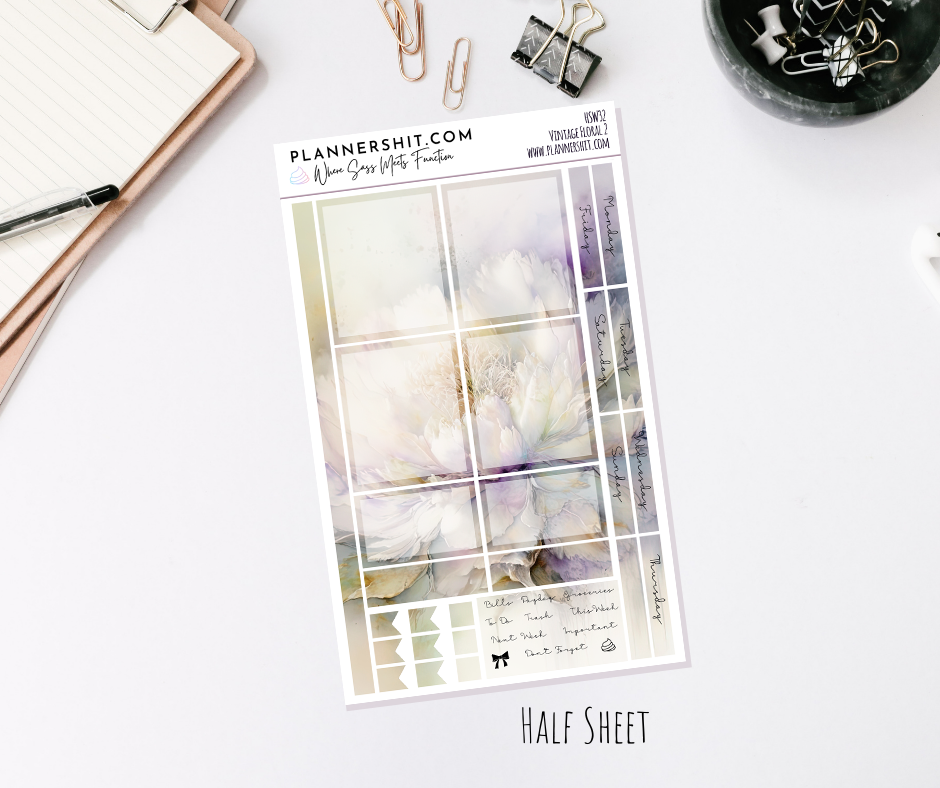 Half Sheet Weekly Mini Kit - Vintage Floral 2