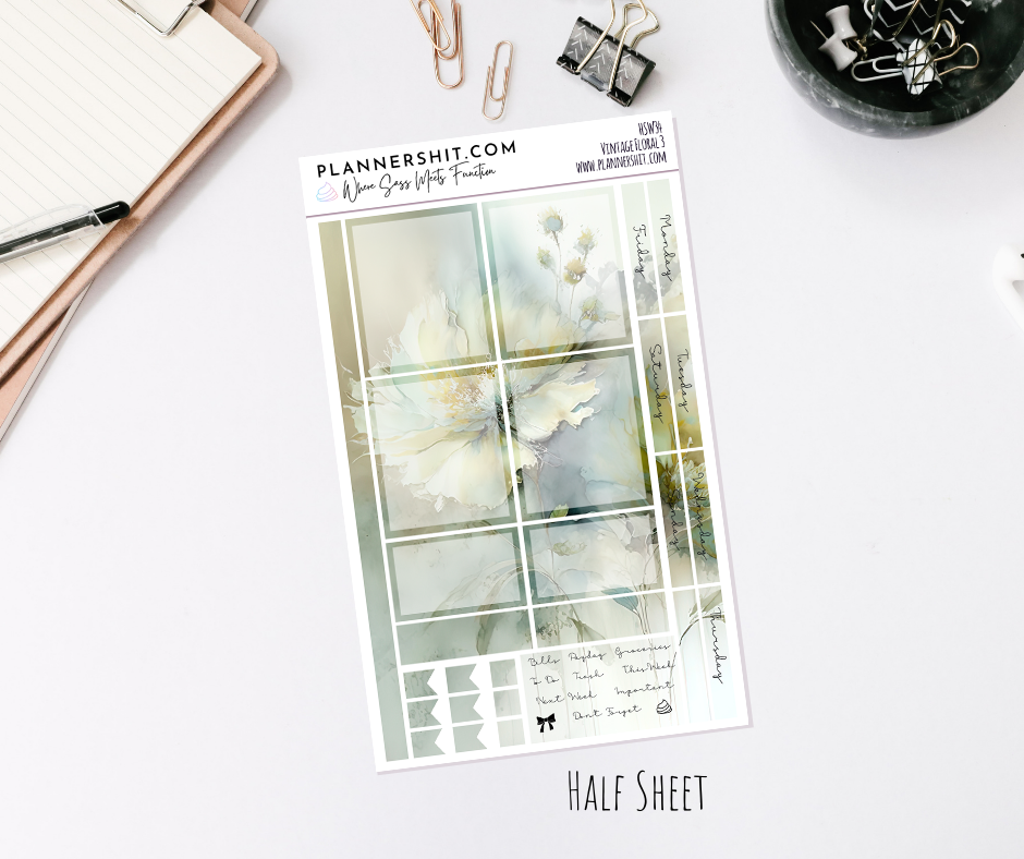 Half Sheet Weekly Mini Kit - Vintage Floral 3