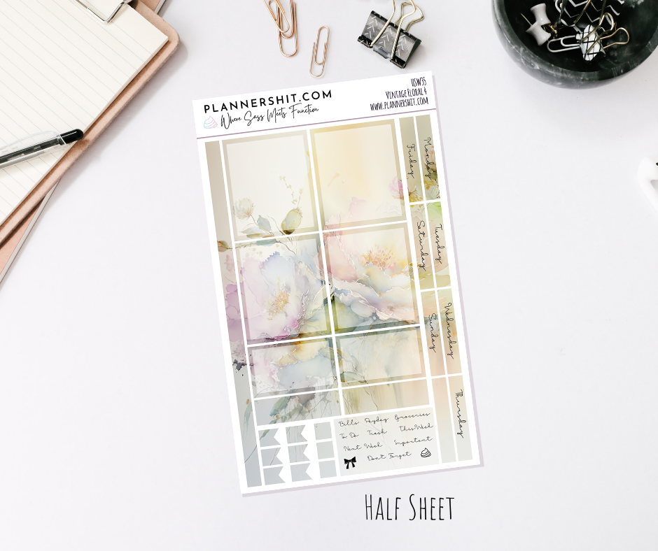 Half Sheet Weekly Mini Kit - Vintage Floral 4