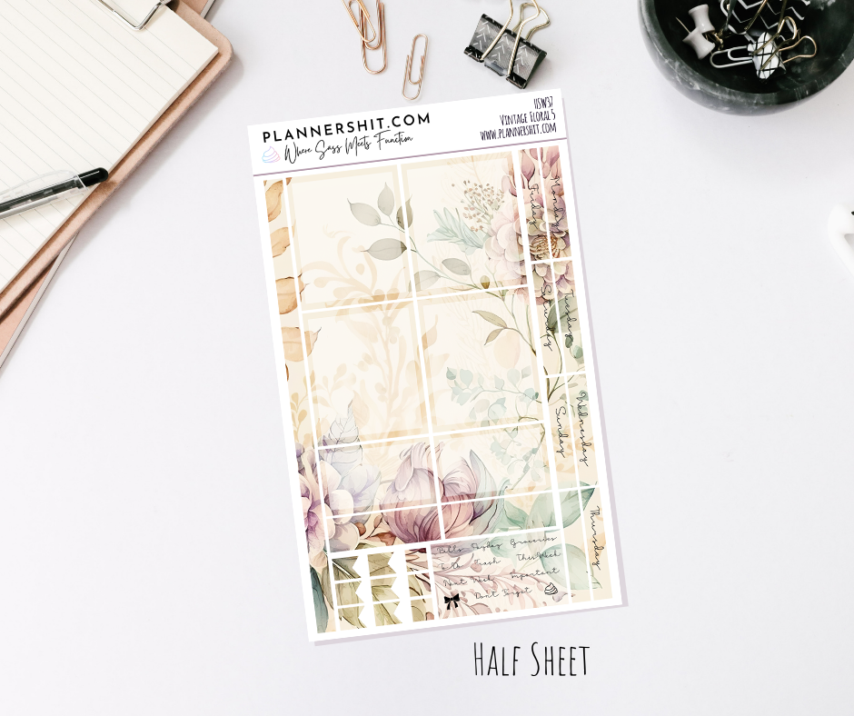 Half Sheet Weekly Mini Kit - Vintage Floral 5