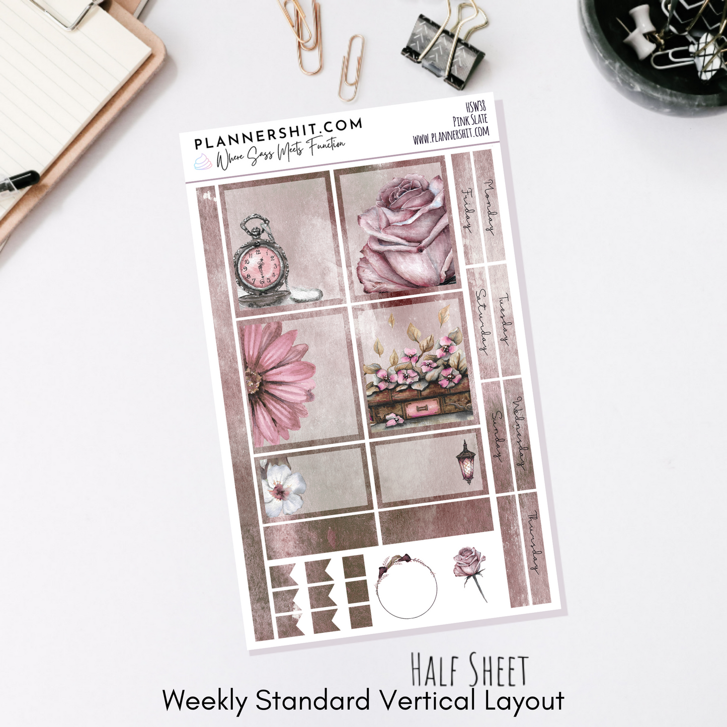 Pink Slate Floral (Standard Vertical)