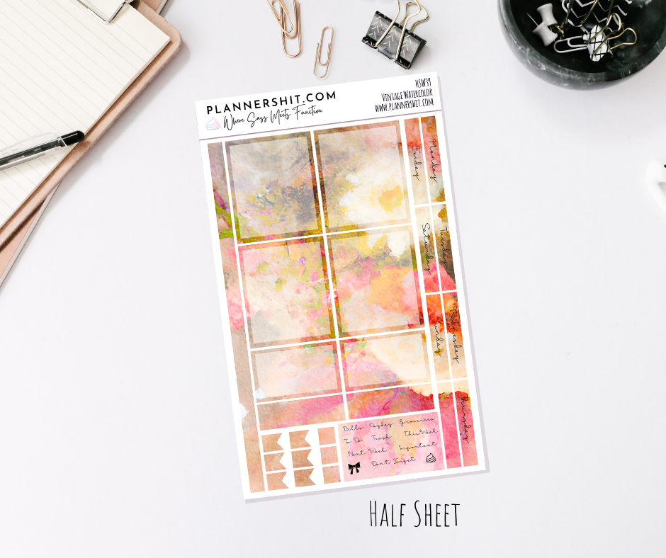 Half Sheet Weekly Mini Kit - Vintage Watercolor