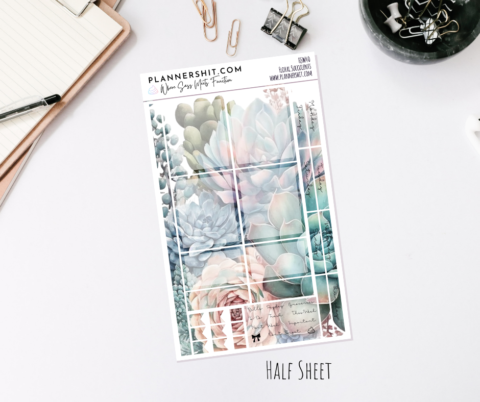 Half Sheet Weekly Mini Kit - Floral Succulents