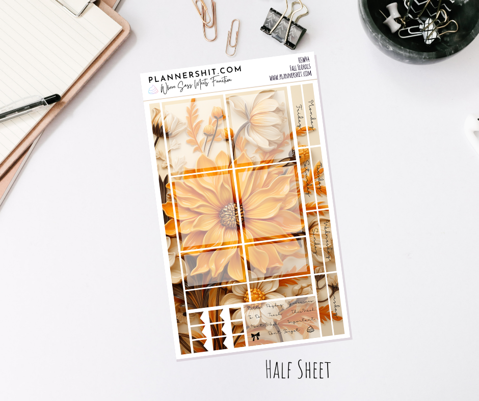 Half Sheet Planner Stickers - Fall Florals