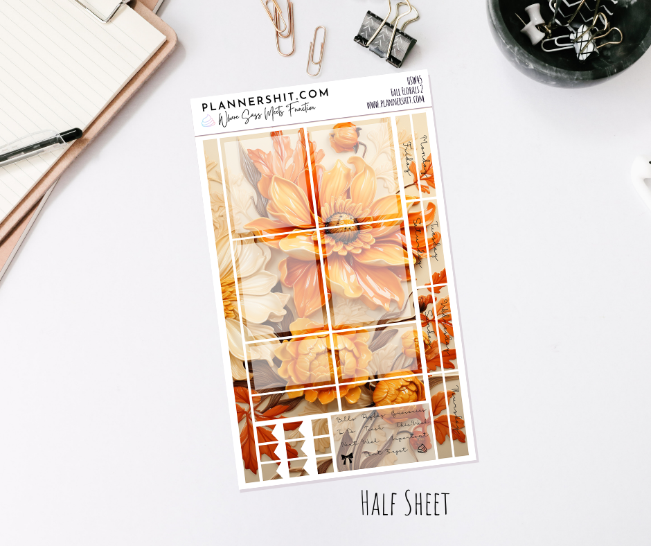 Half Sheet Planner Stickers - Fall Florals 2