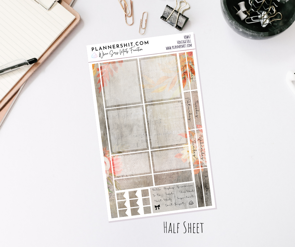 Half Sheet Weekly Mini Kit  - Vintage Fall