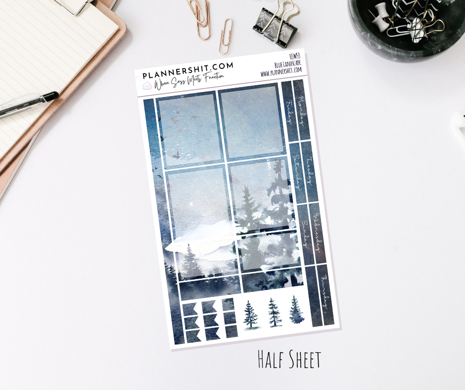 Half Sheet Weekly Mini Kit  - Blue Landscape