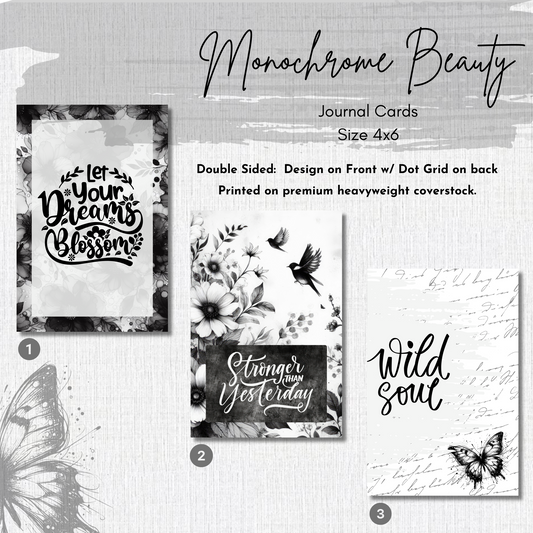 Journal Cards - Monochrome Beauty Collection