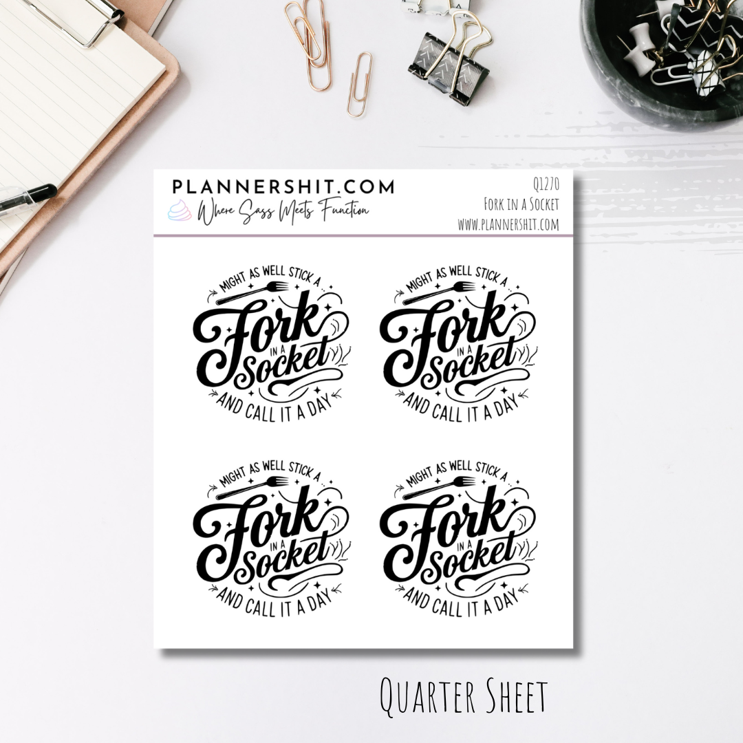 Quarter Sheet Planner Stickers - Fork In a Socket