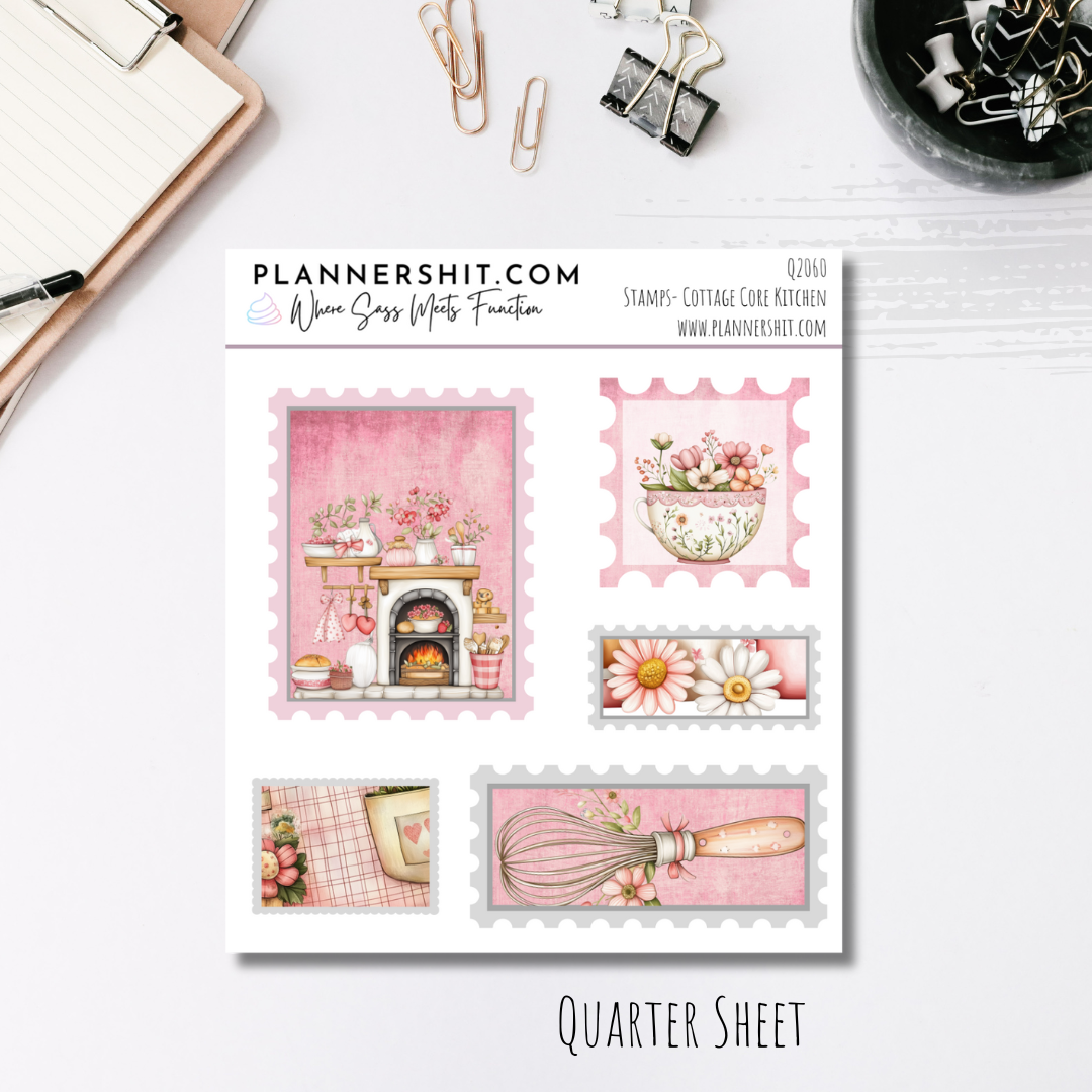 Quarter Sheet Planner Stickers - Cottagecore Kitchen Stamps