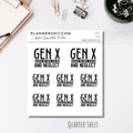 Quarter Sheet Planner Stickers - Gen X