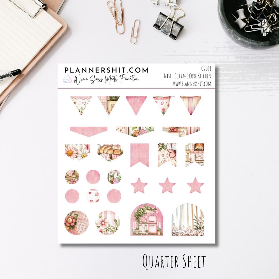 Quarter Sheet Planner Stickers - Cottagecore Kitchen Misc