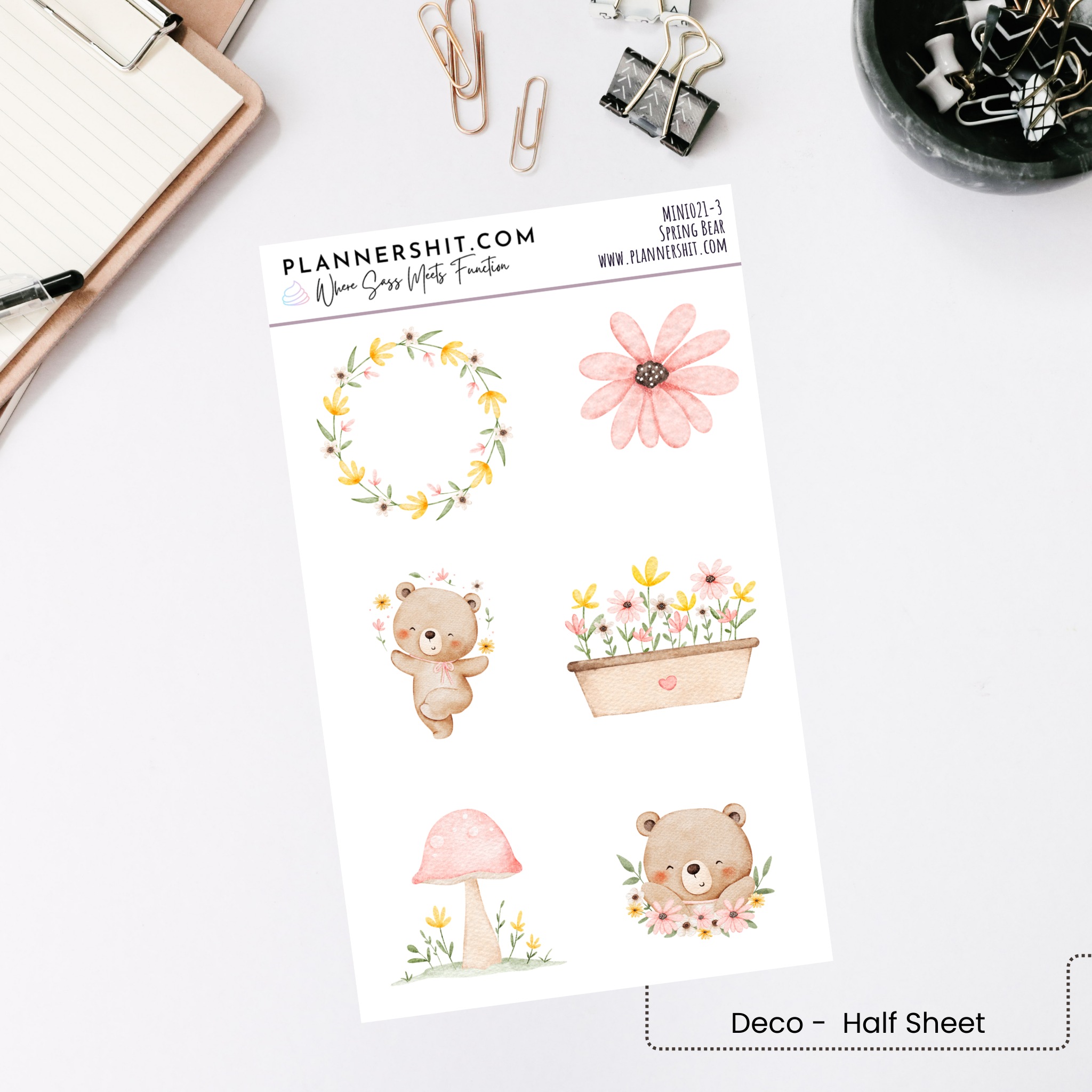 Weekly Mini Kit Planner Stickers - Spring Bear