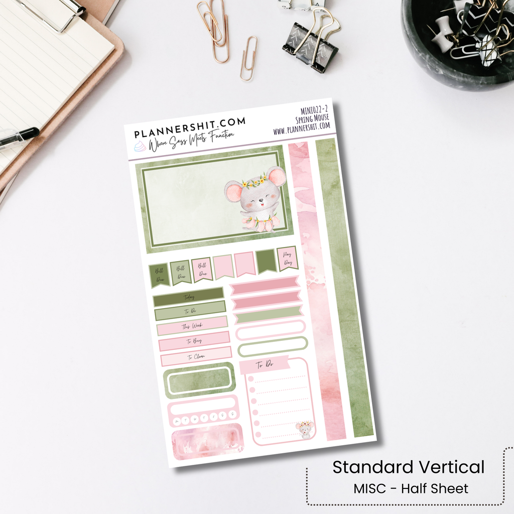 Weekly Mini Kit Planner Stickers - Spring Mouse