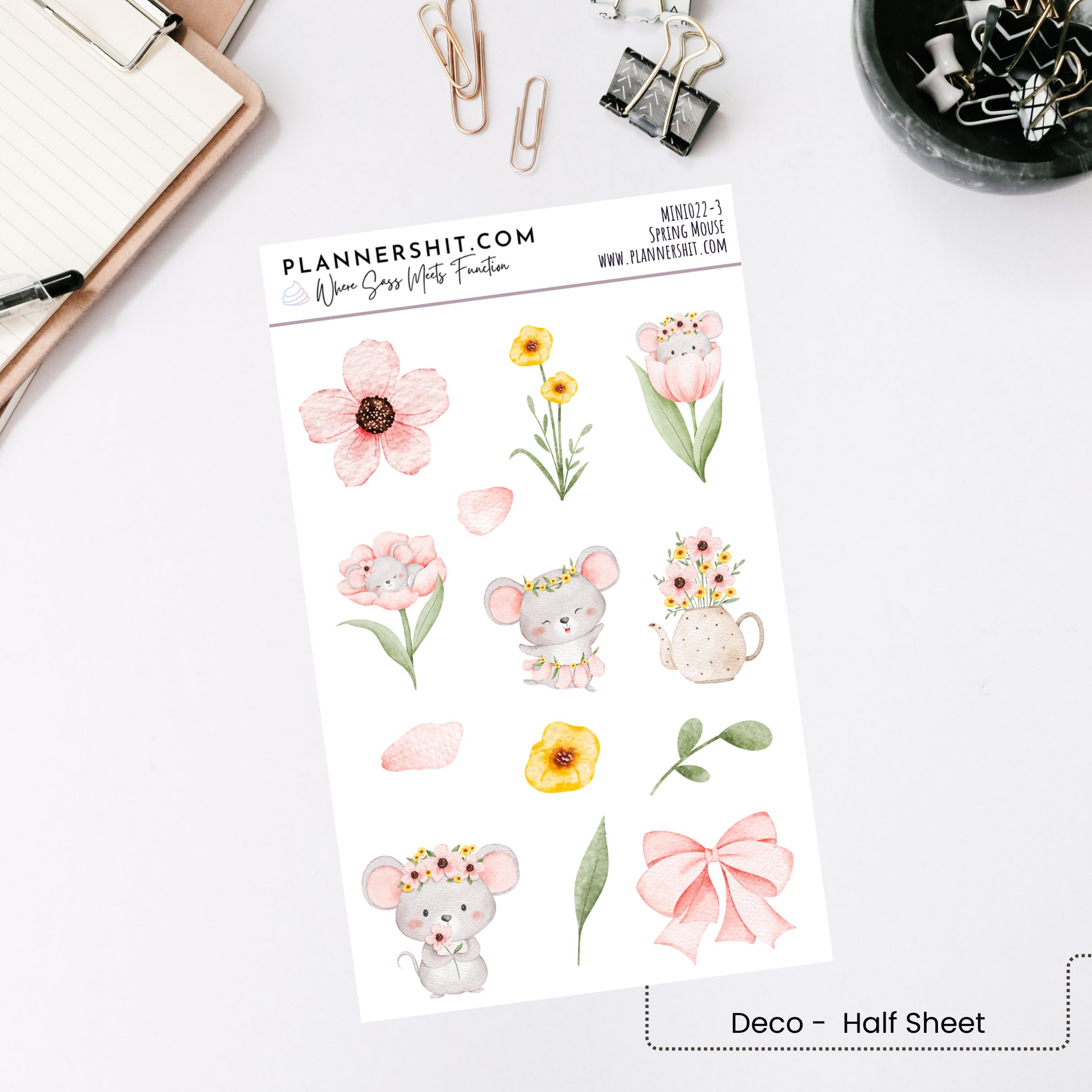 Weekly Mini Kit Planner Stickers - Spring Mouse