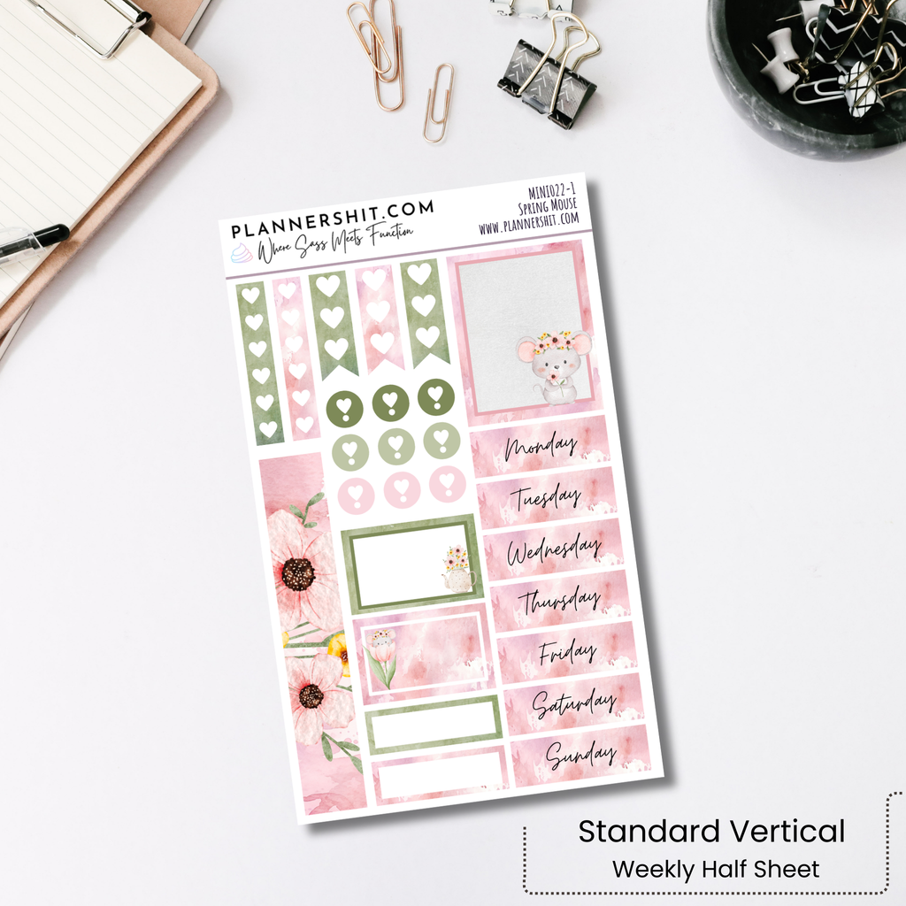 Weekly Mini Kit Planner Stickers - Spring Mouse
