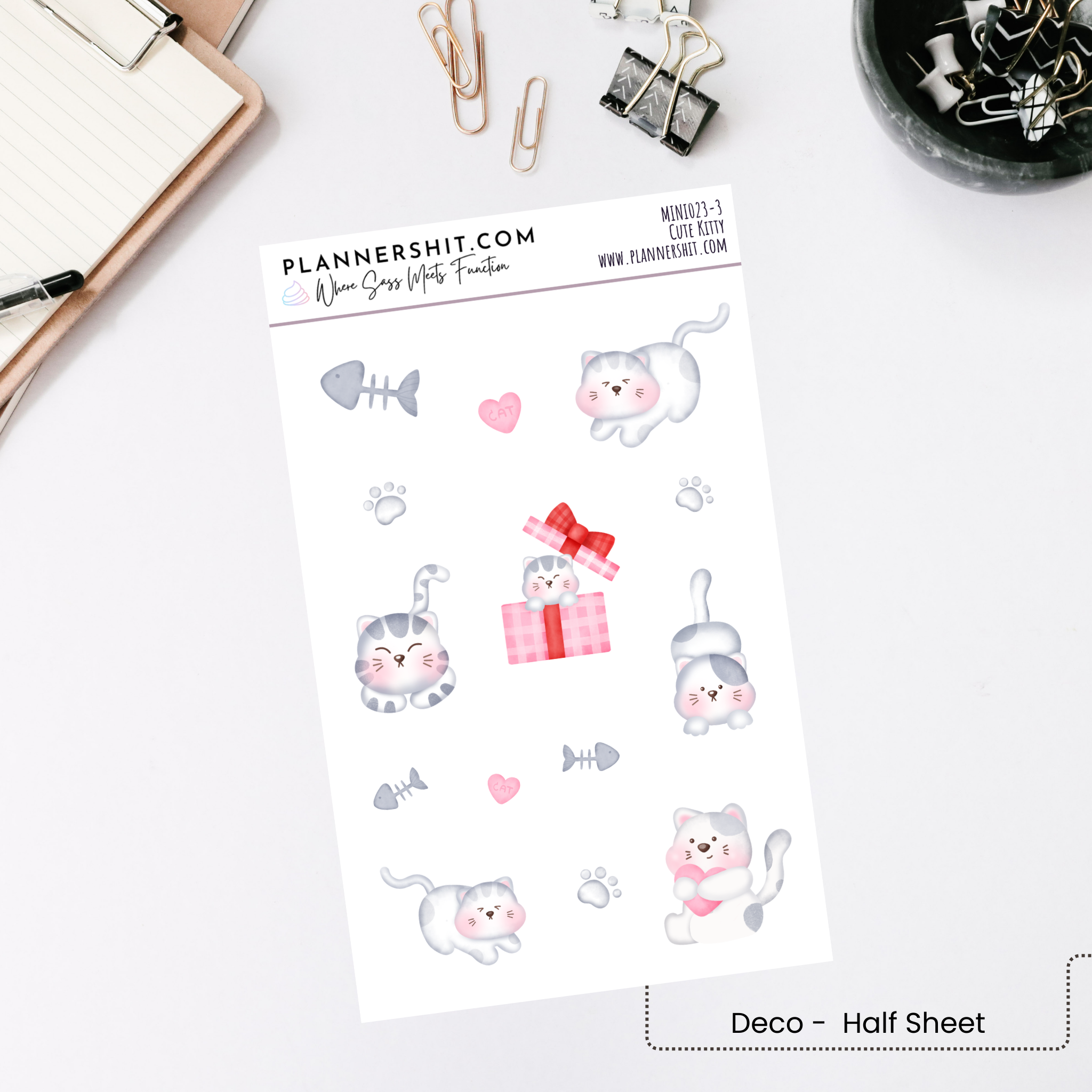 Weekly Mini Kit Planner Stickers - Cute Kitty