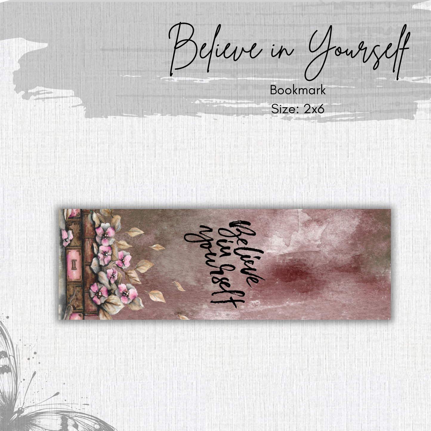 Paper Bookmark - Pink Slate Floral