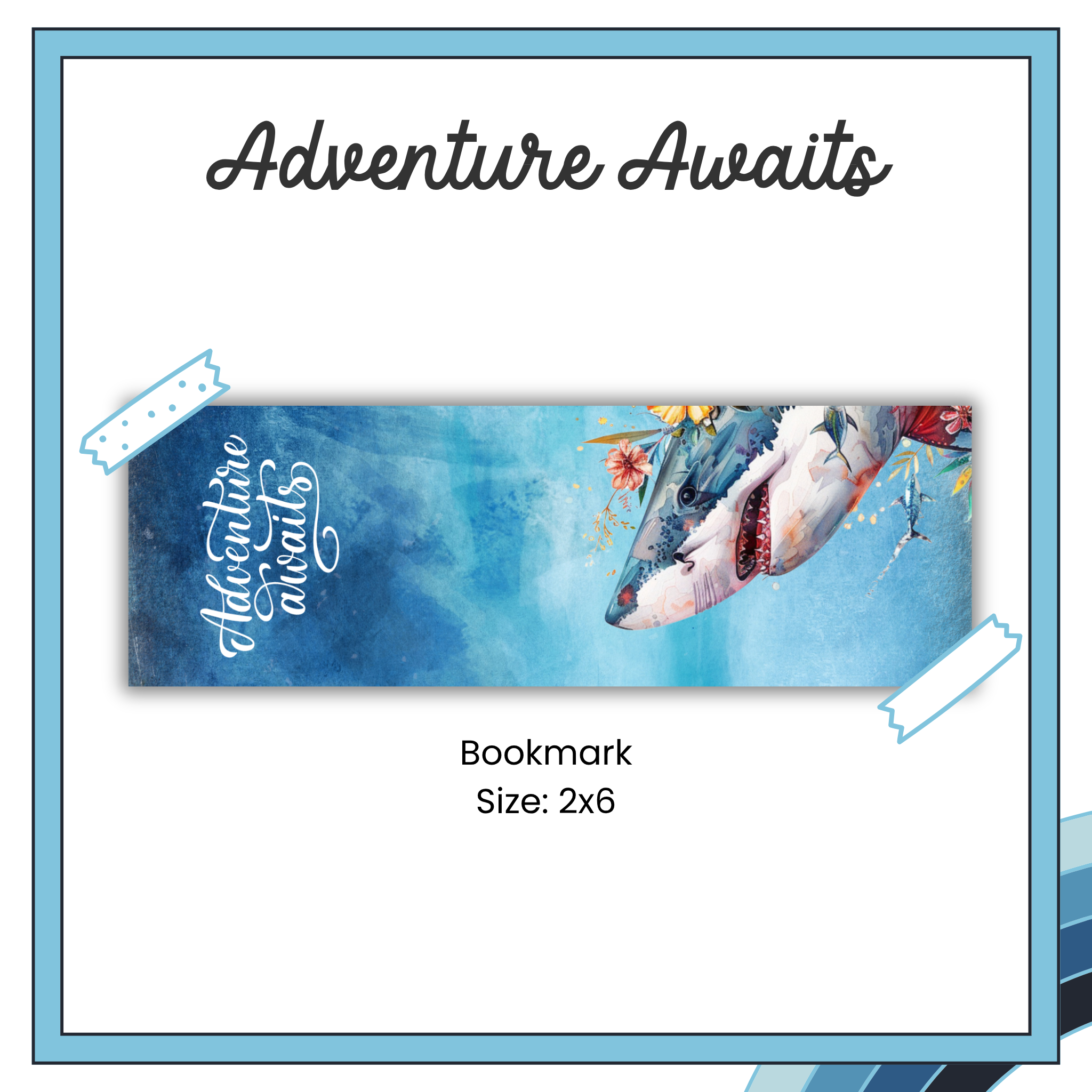 Paper Bookmark - Floral Sharks