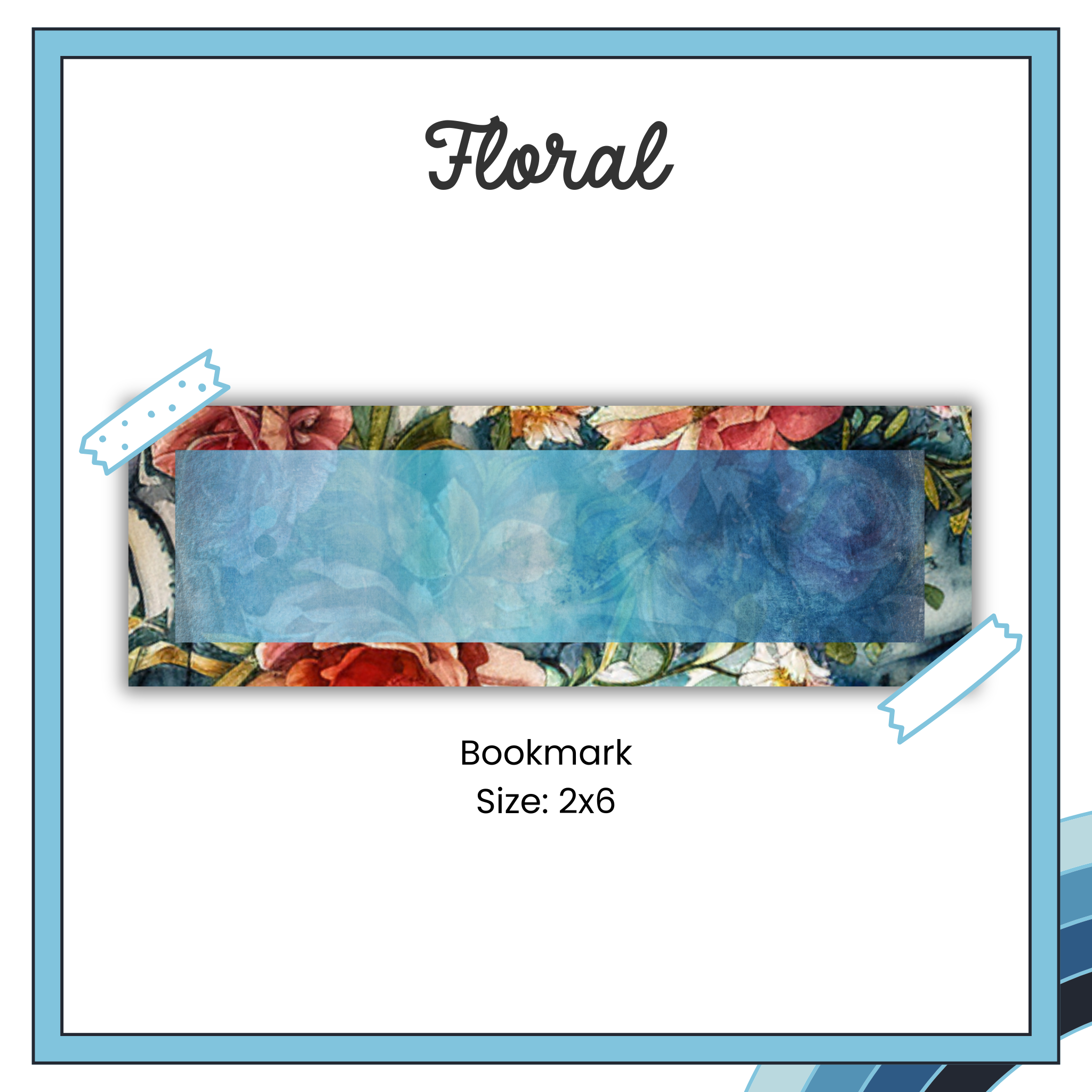 Paper Bookmark - Floral Sharks