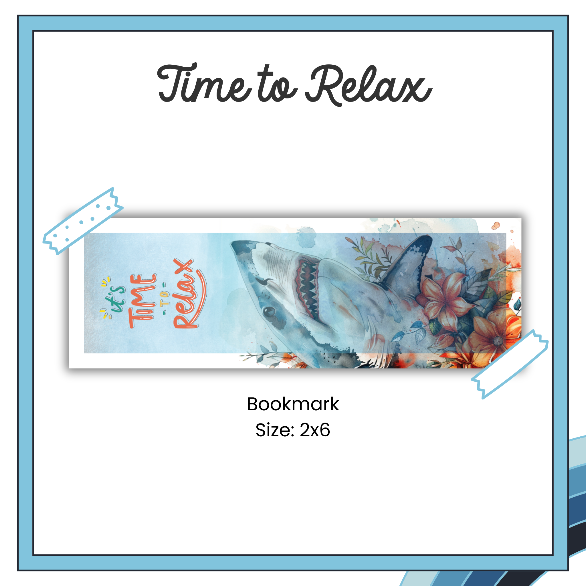 Paper Bookmark - Floral Sharks