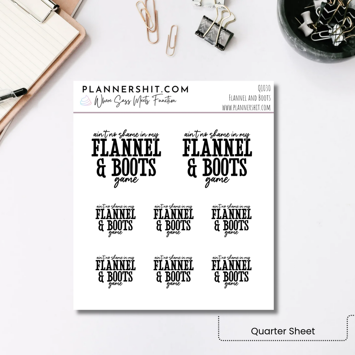 Quarter Sheet Planner Stickers - Flannel and Boots