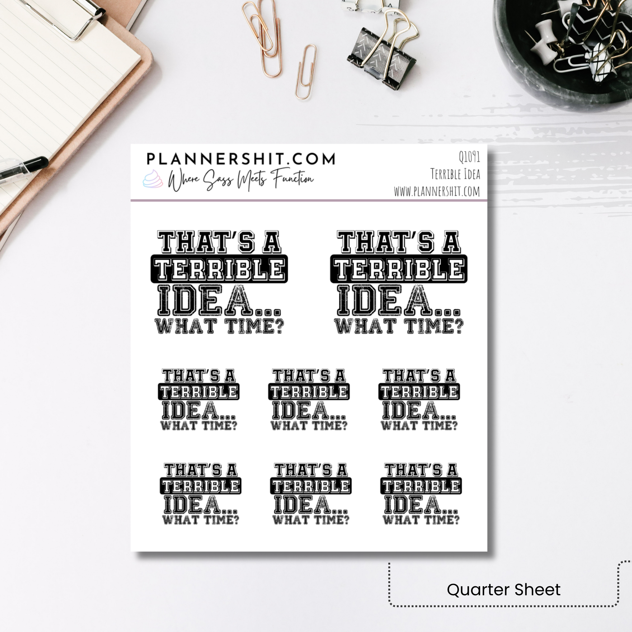 Quarter Sheet Planner Stickers - Terrible Idea