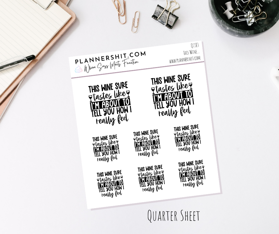 Quarter Sheet Planner Stickers - This Wine