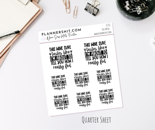 Quarter Sheet Planner Stickers - This Wine