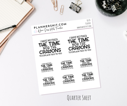 Quarter Sheet Planner Stickers - Crayons