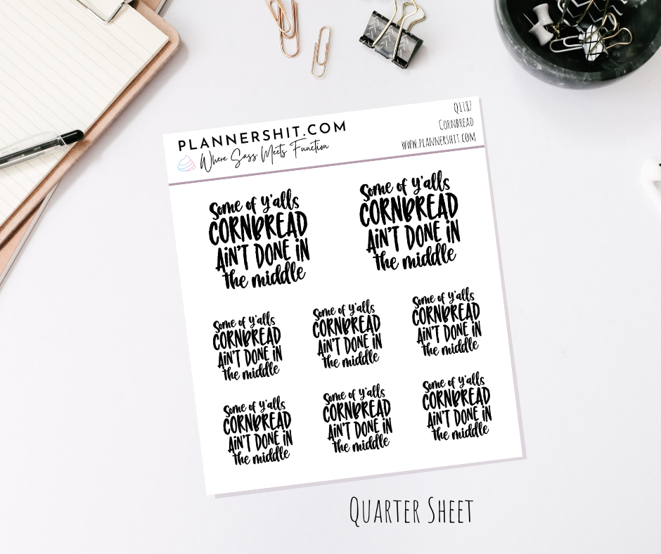 Quarter Sheet Planner Stickers - Cornbread