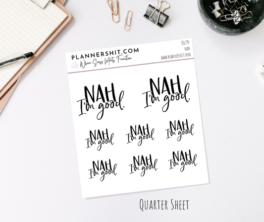 Quarter Sheet Planner Stickers - Nah