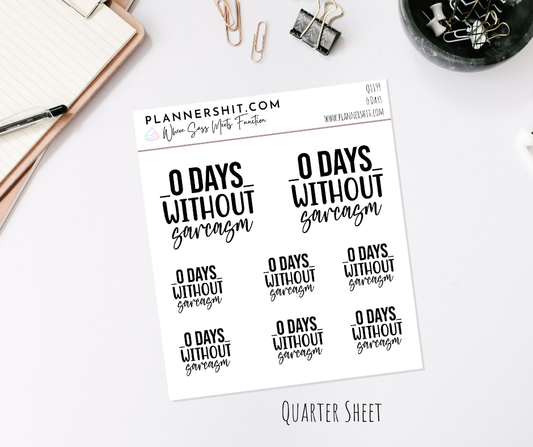 Quarter Sheet Planner Stickers - 0 Days
