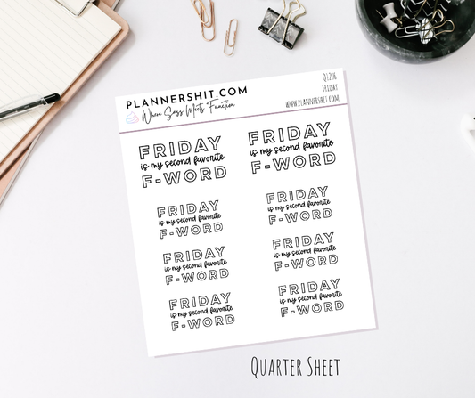 Quarter Sheet Planner Stickers - Friday