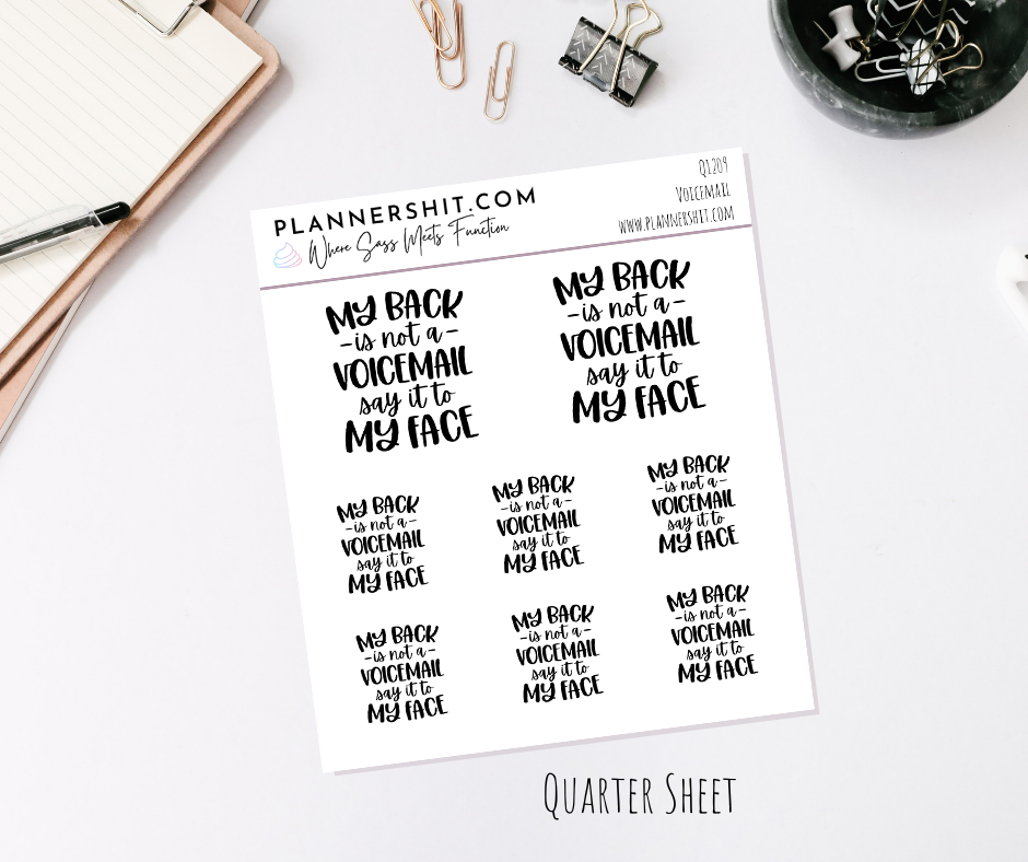 Quarter Sheet Planner Stickers - Voicemail