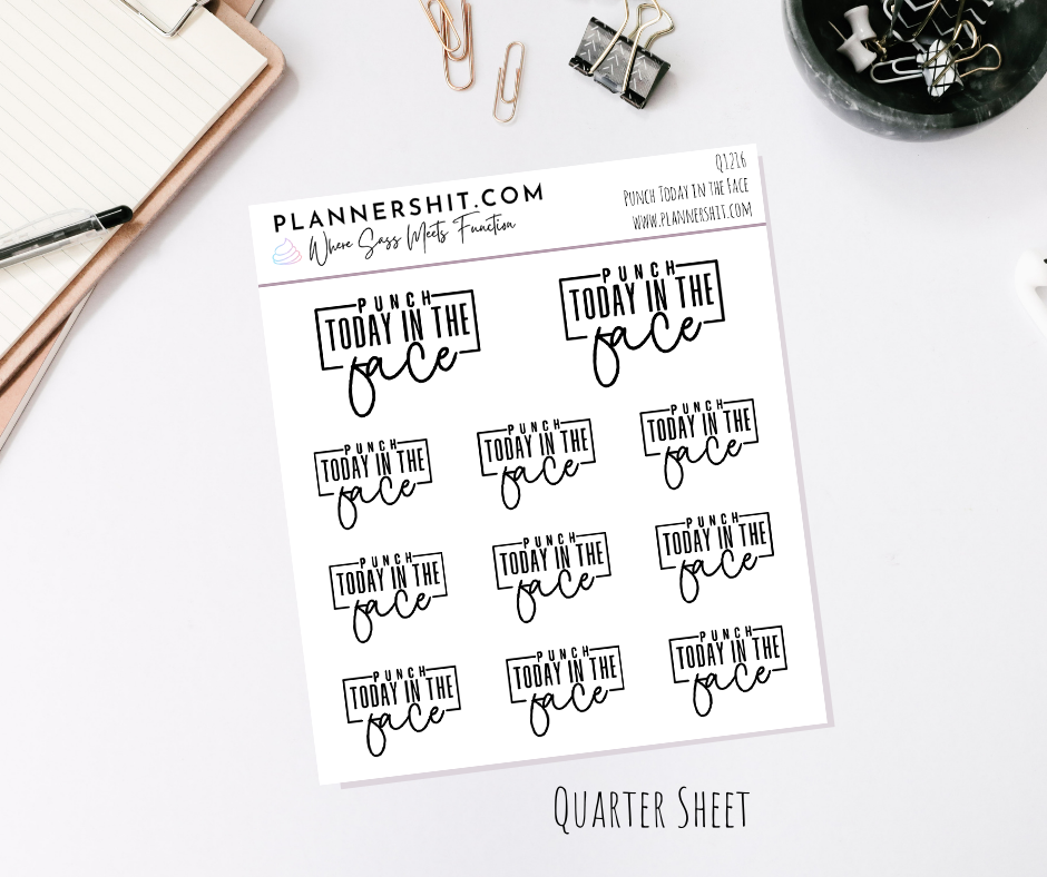 Quarter Sheet Planner Stickers - Punch Today In the Face