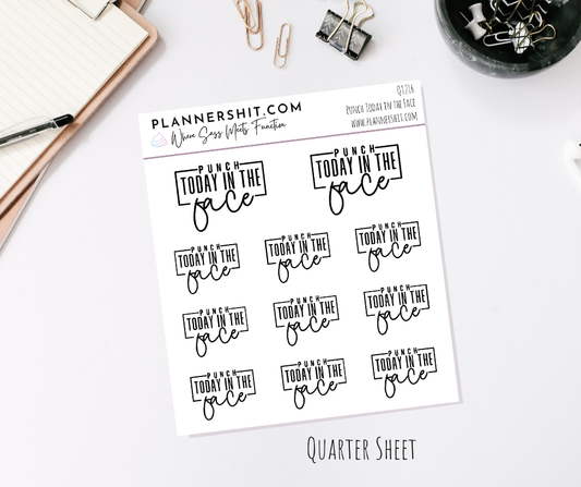 Quarter Sheet Planner Stickers - Punch Today In the Face
