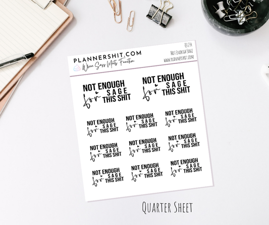 Quarter Sheet Planner Stickers - Not Enough Sage