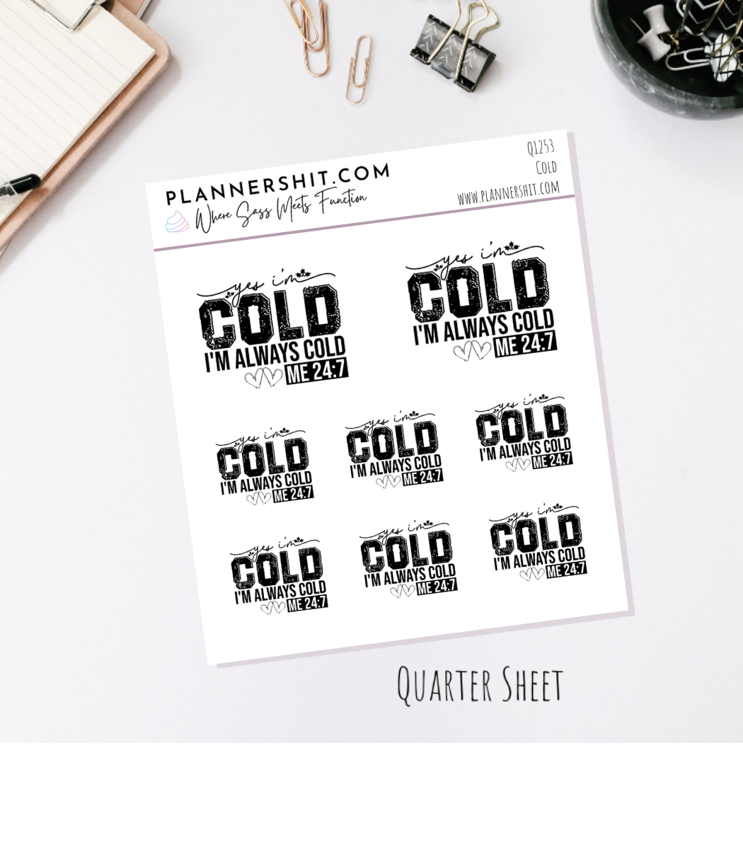 Quarter Sheet Planner Stickers - Cold